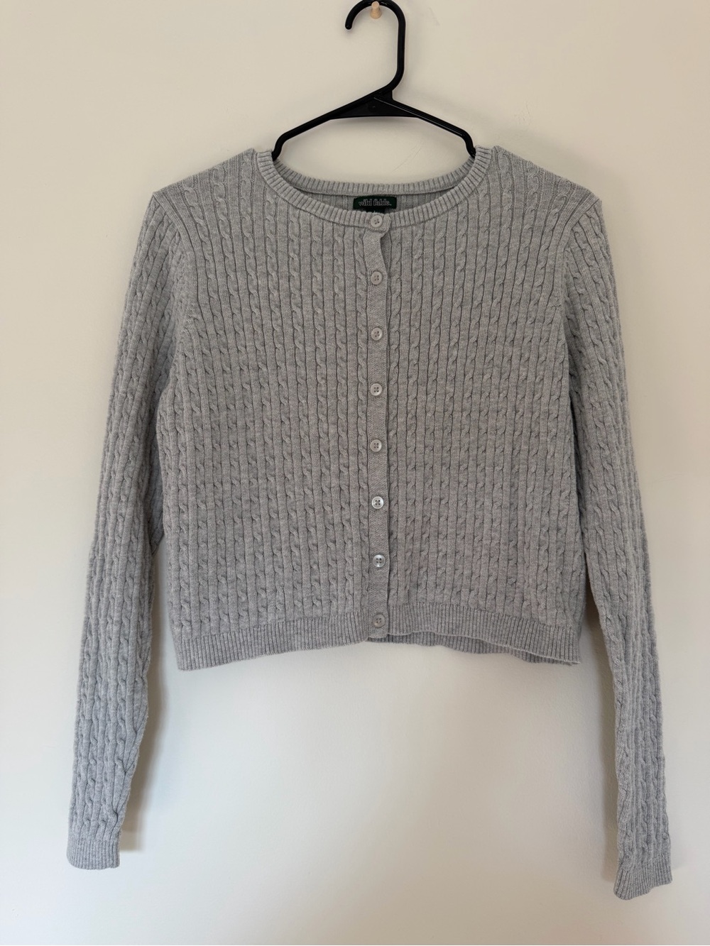 wild fable Light Gray Cable-Knit Button Front Cropped Cardigan